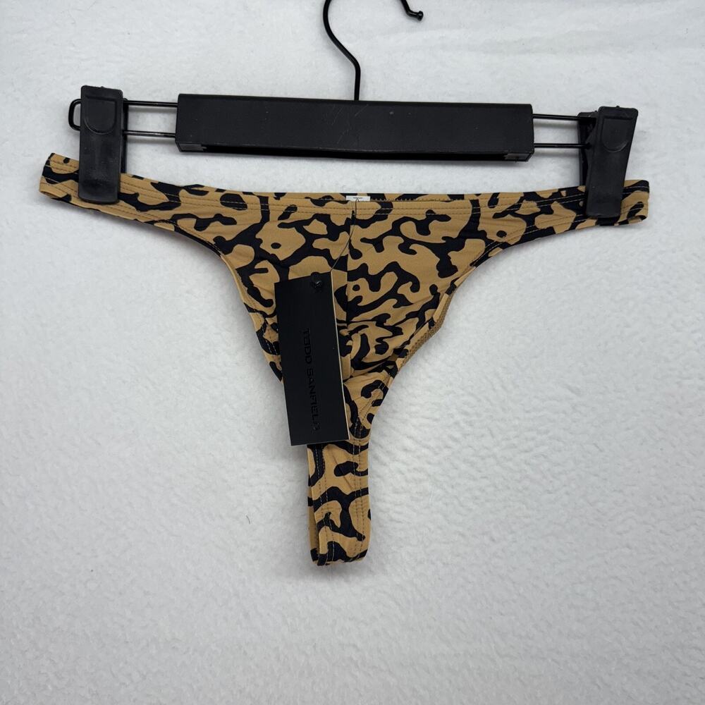 Todd Sanfield Micro Thong Men's XS Tan Black Dopamine Leopard Animal NEW
